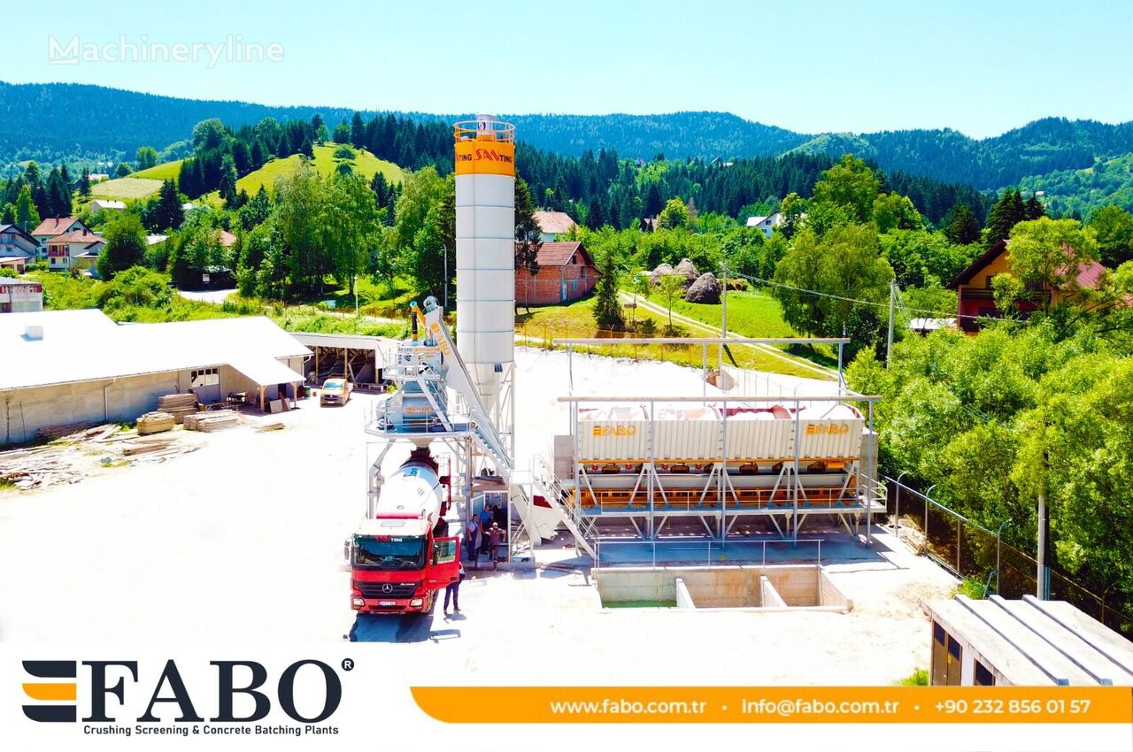 neue FABO CENTRALE À BÉTON COMPACTE À GODET 100 M3/H | STOCK Betonmischanlage